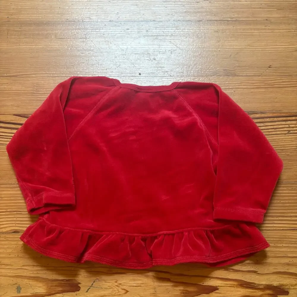 OshKosh B'gosh‎ red velvet heart Valentine long sleeve peplum baby top SIZE 24M